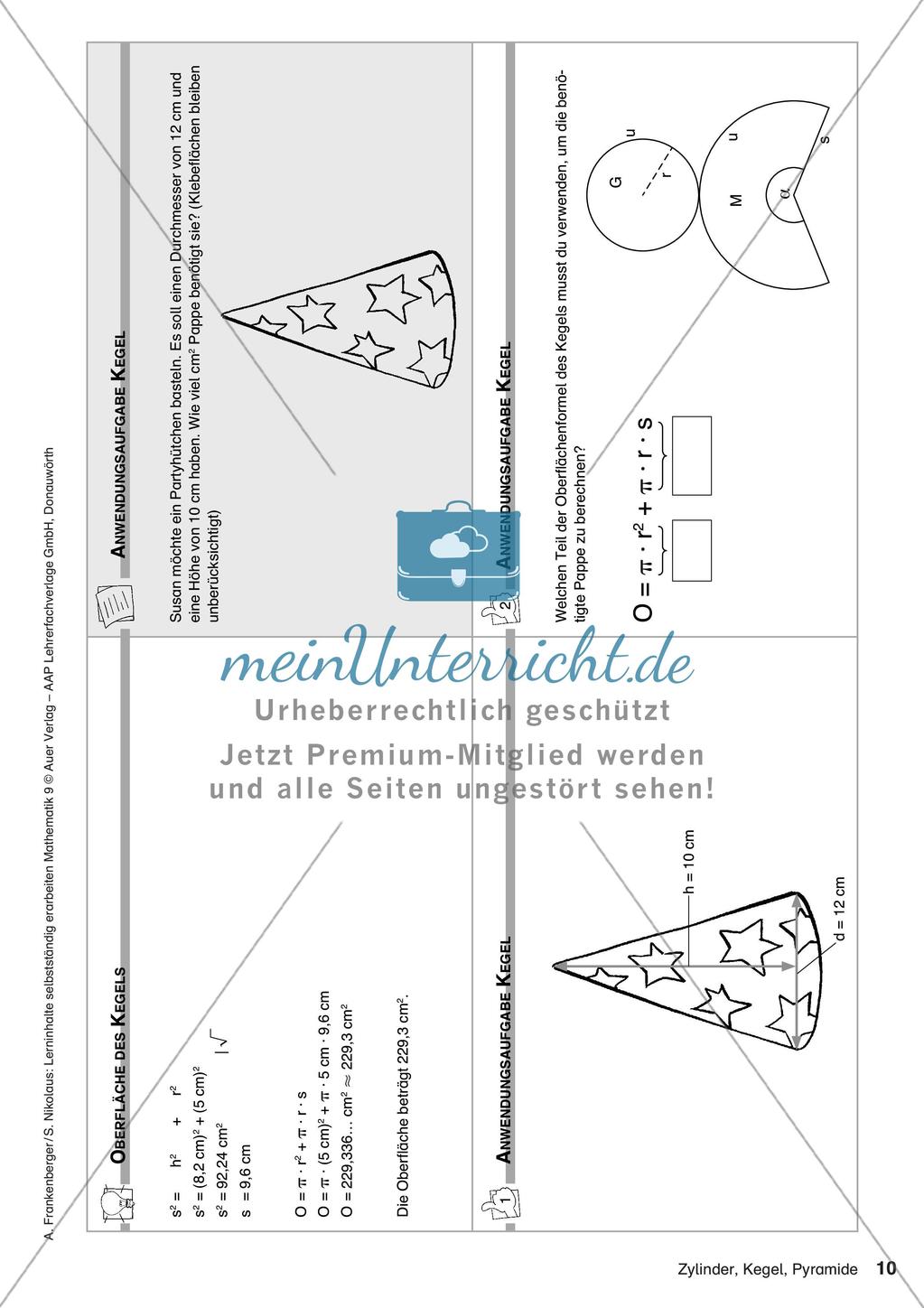 Lerninhalte selbstständig erarbeiten Thema Zylinder, Kegel, Pyramide Preview 12