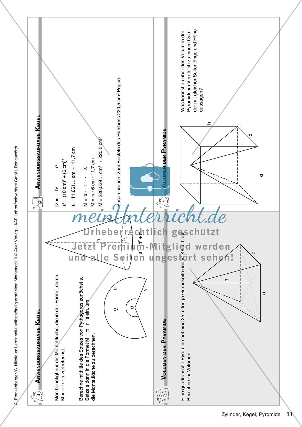 Lerninhalte selbstständig erarbeiten Thema Zylinder, Kegel, Pyramide Preview 13
