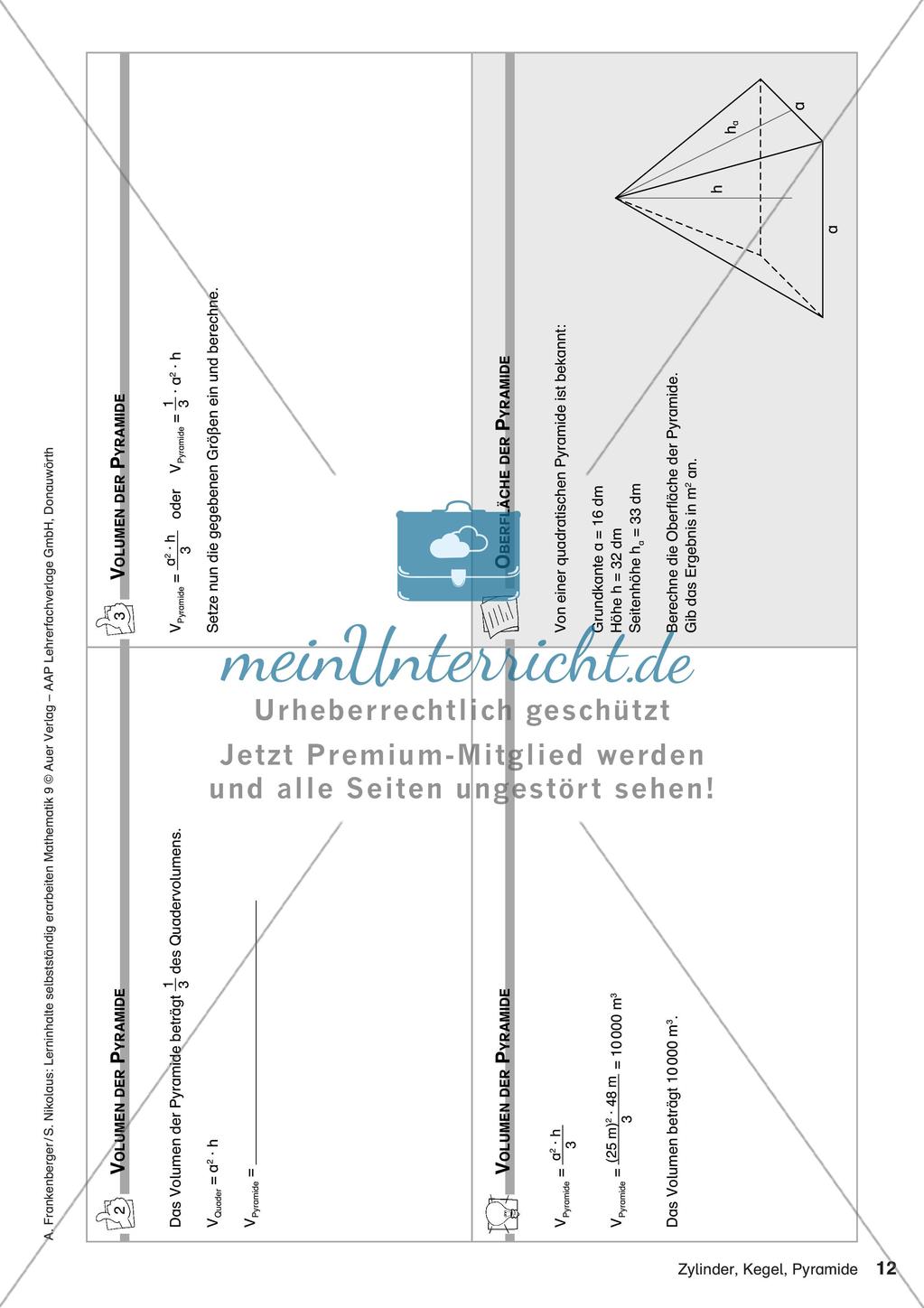 Lerninhalte selbstständig erarbeiten Thema Zylinder, Kegel, Pyramide Preview 14
