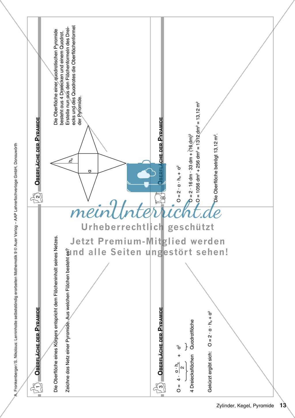 Lerninhalte selbstständig erarbeiten Thema Zylinder, Kegel, Pyramide Preview 15