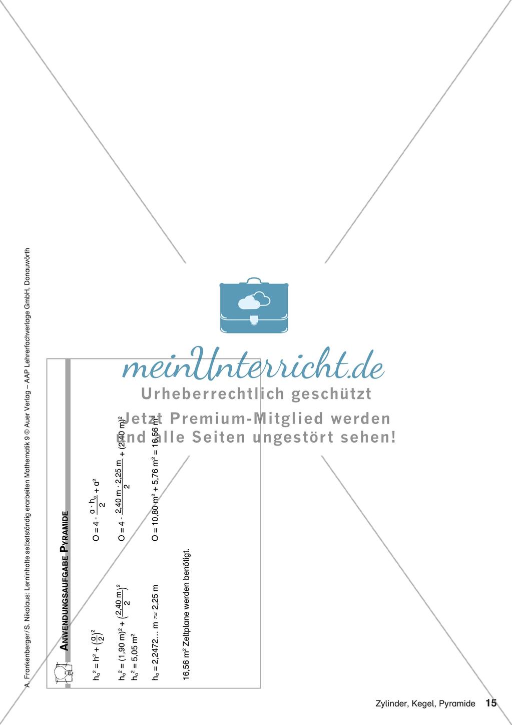 Lerninhalte selbstständig erarbeiten Thema Zylinder, Kegel, Pyramide Preview 17