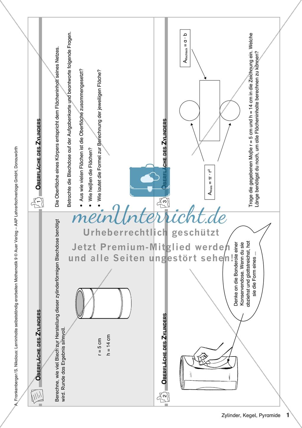 Lerninhalte selbstständig erarbeiten Thema Zylinder, Kegel, Pyramide Preview 3