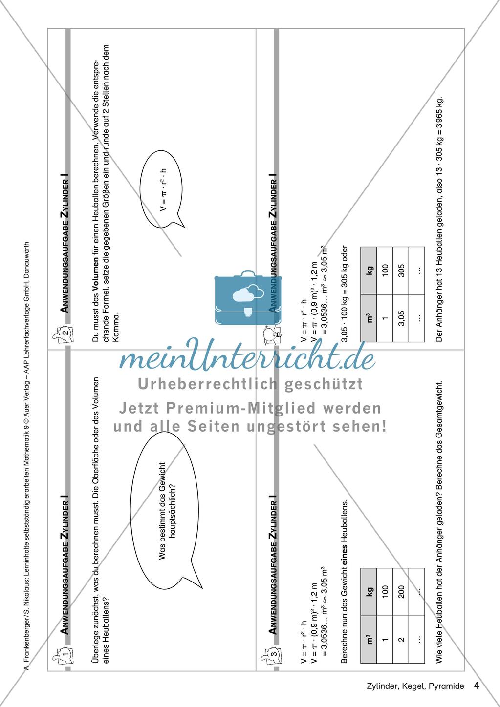 Lerninhalte selbstständig erarbeiten Thema Zylinder, Kegel, Pyramide Preview 6