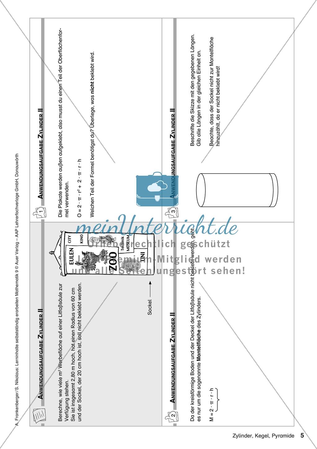 Lerninhalte selbstständig erarbeiten Thema Zylinder, Kegel, Pyramide Preview 7