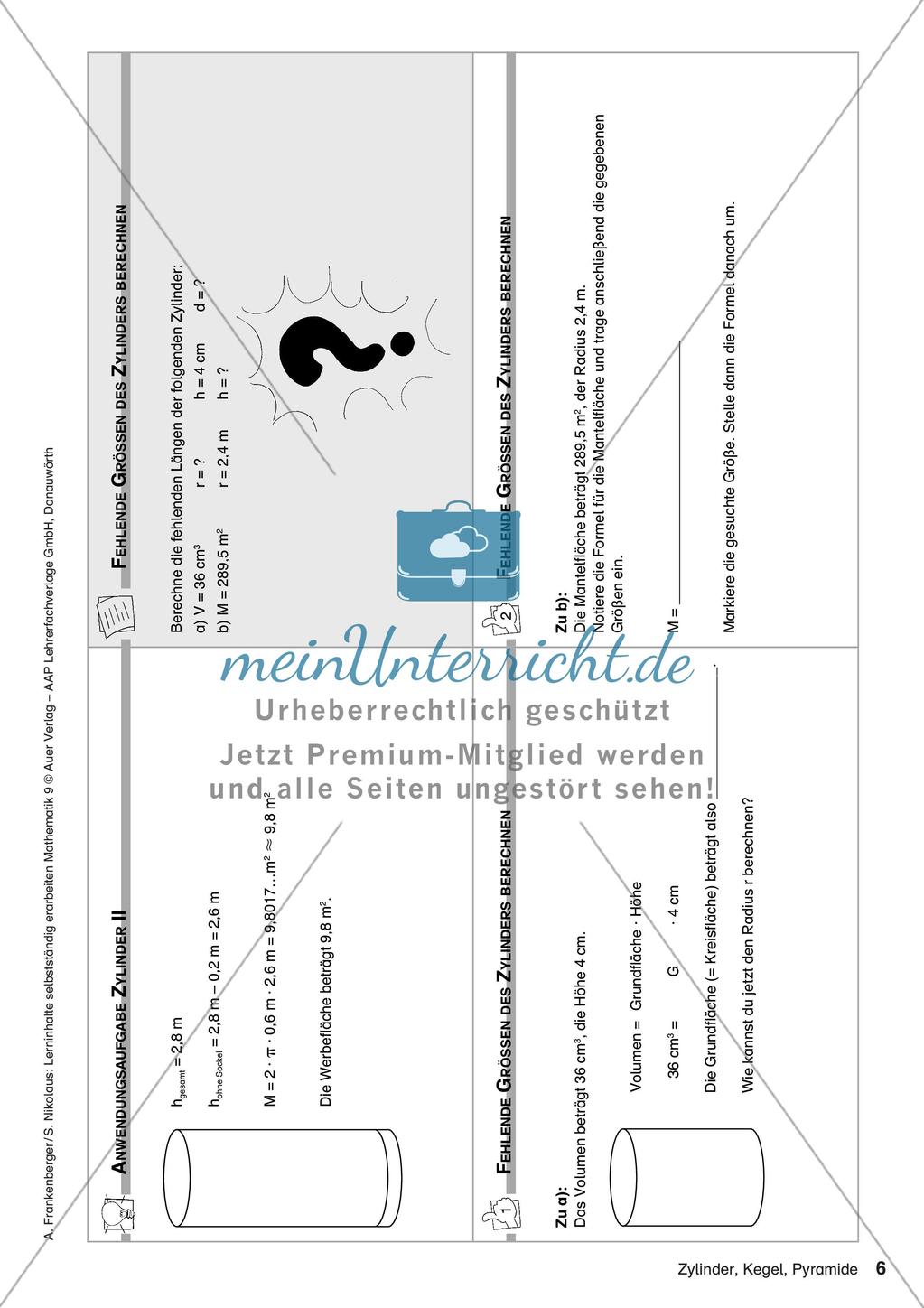 Lerninhalte selbstständig erarbeiten Thema Zylinder, Kegel, Pyramide Preview 8