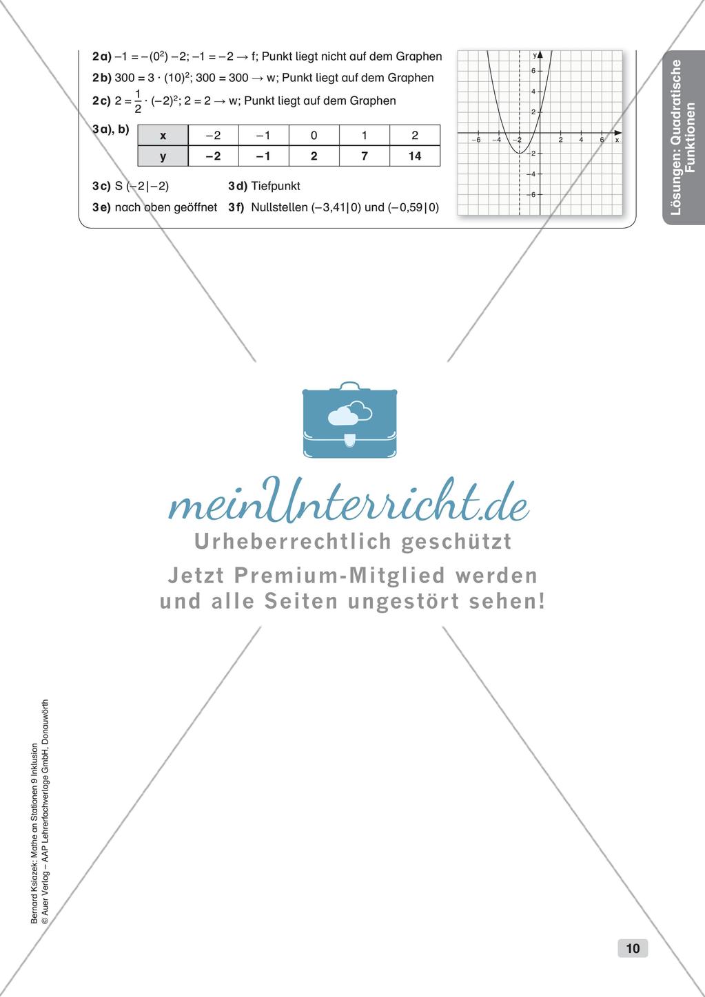 Mathe an Stationen - Inklusion: Quadratische Funktionen Preview 12