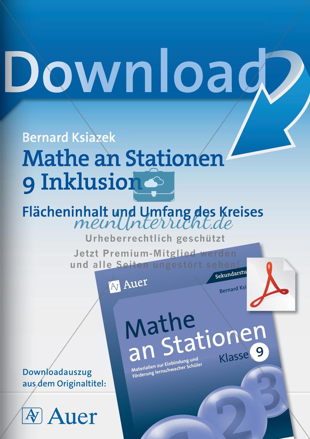 Mathe an Stationen - Inklusion: Flächeninhalt und Umfang des Kreises Preview 1