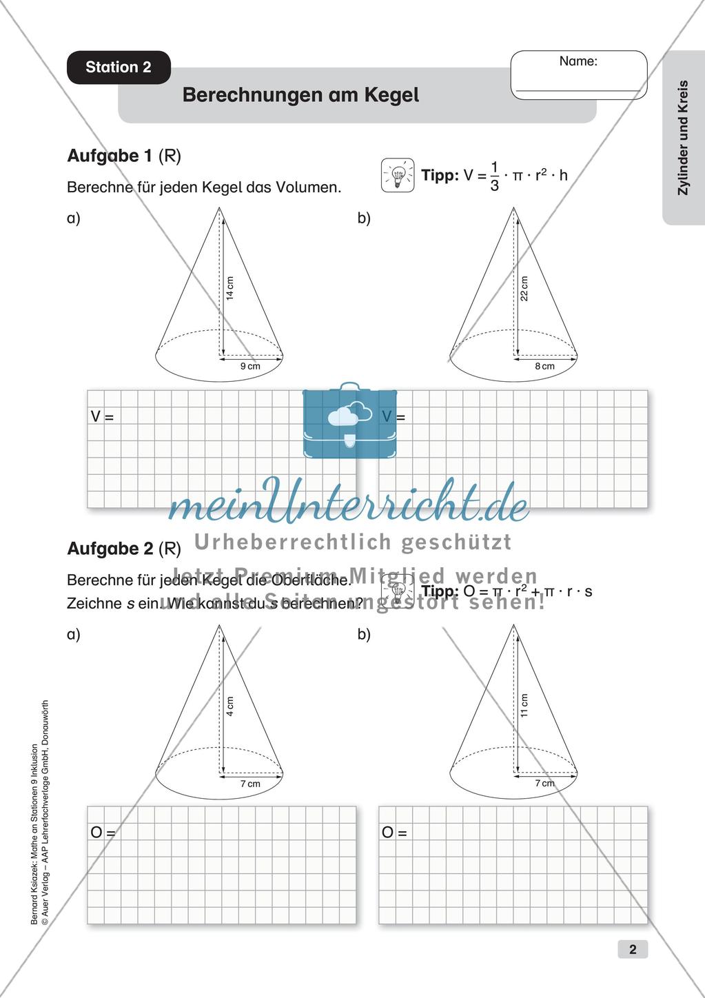 Mathe an Stationen - Inklusion: Zylinder und Kreis Preview 4