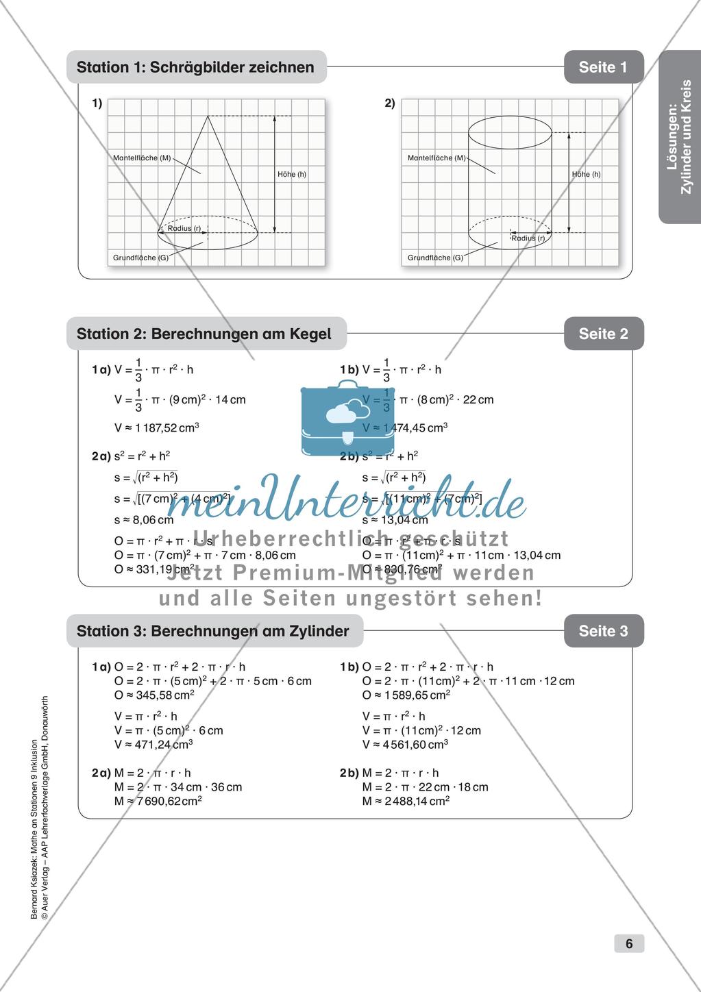 Mathe an Stationen - Inklusion: Zylinder und Kreis Preview 8