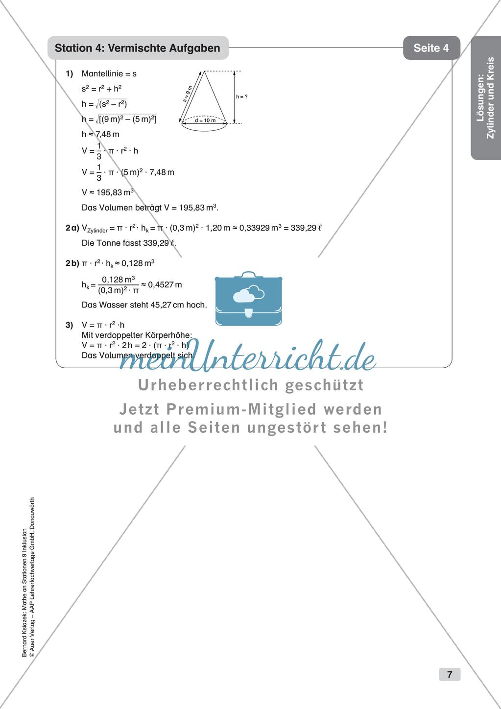 Mathe an Stationen - Inklusion: Zylinder und Kreis Preview 9