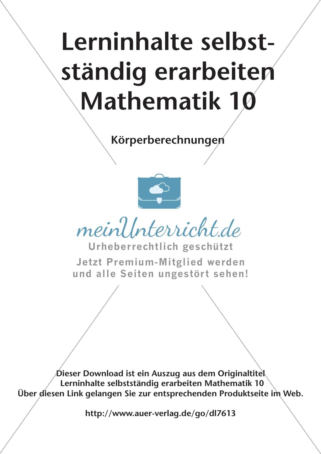 Lerninhalte selbstständig erarbeiten: Körperberechnungen Preview 2