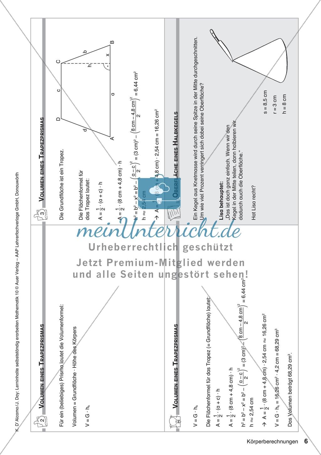 Lerninhalte selbstständig erarbeiten: Körperberechnungen Preview 8