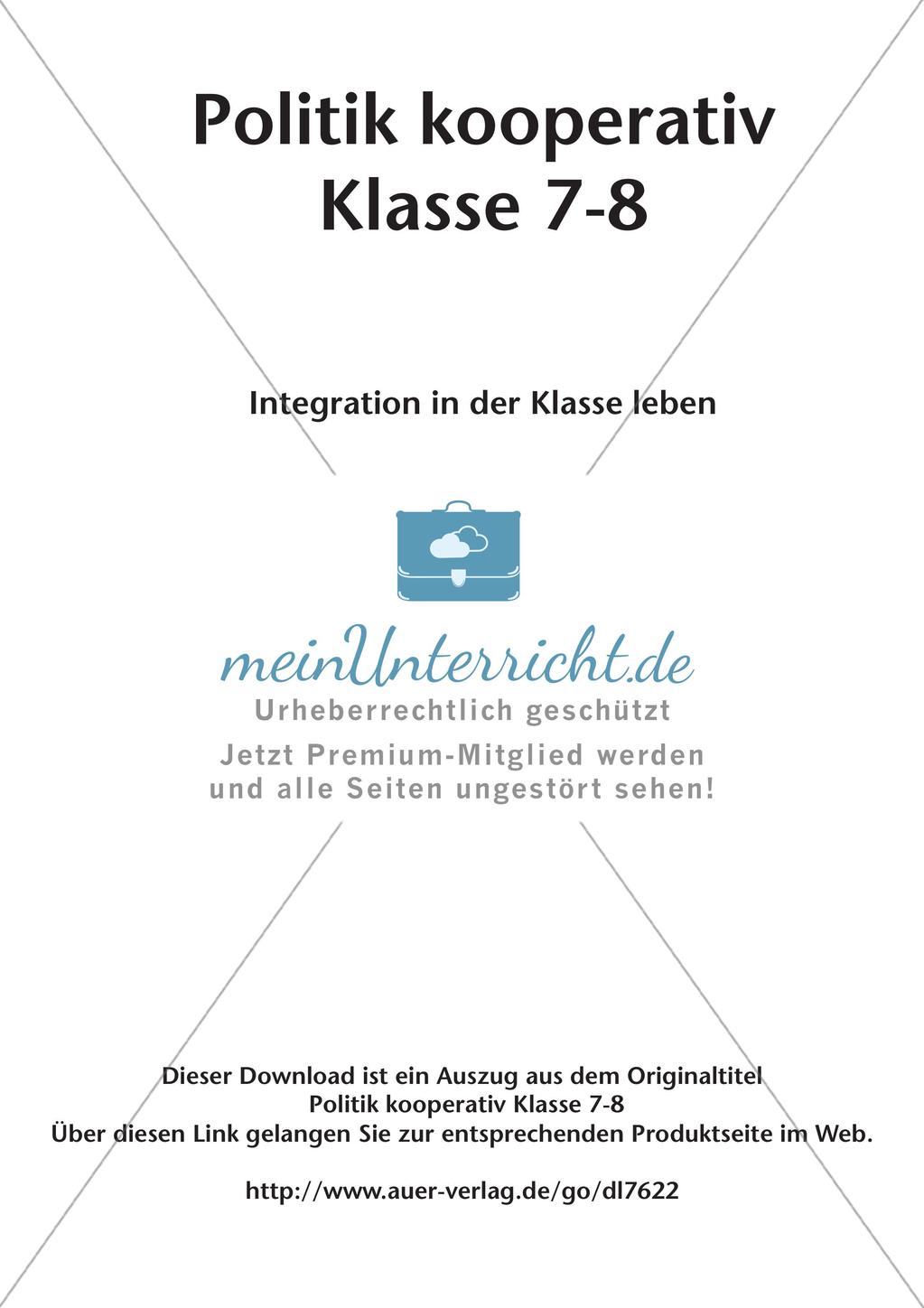 Politik kooperativ - Integration in der Klasse leben Preview 2