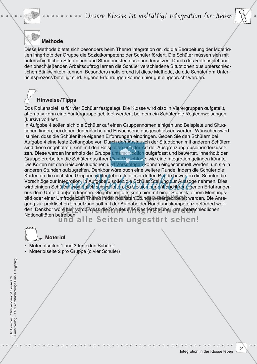 Politik kooperativ - Integration in der Klasse leben Preview 4