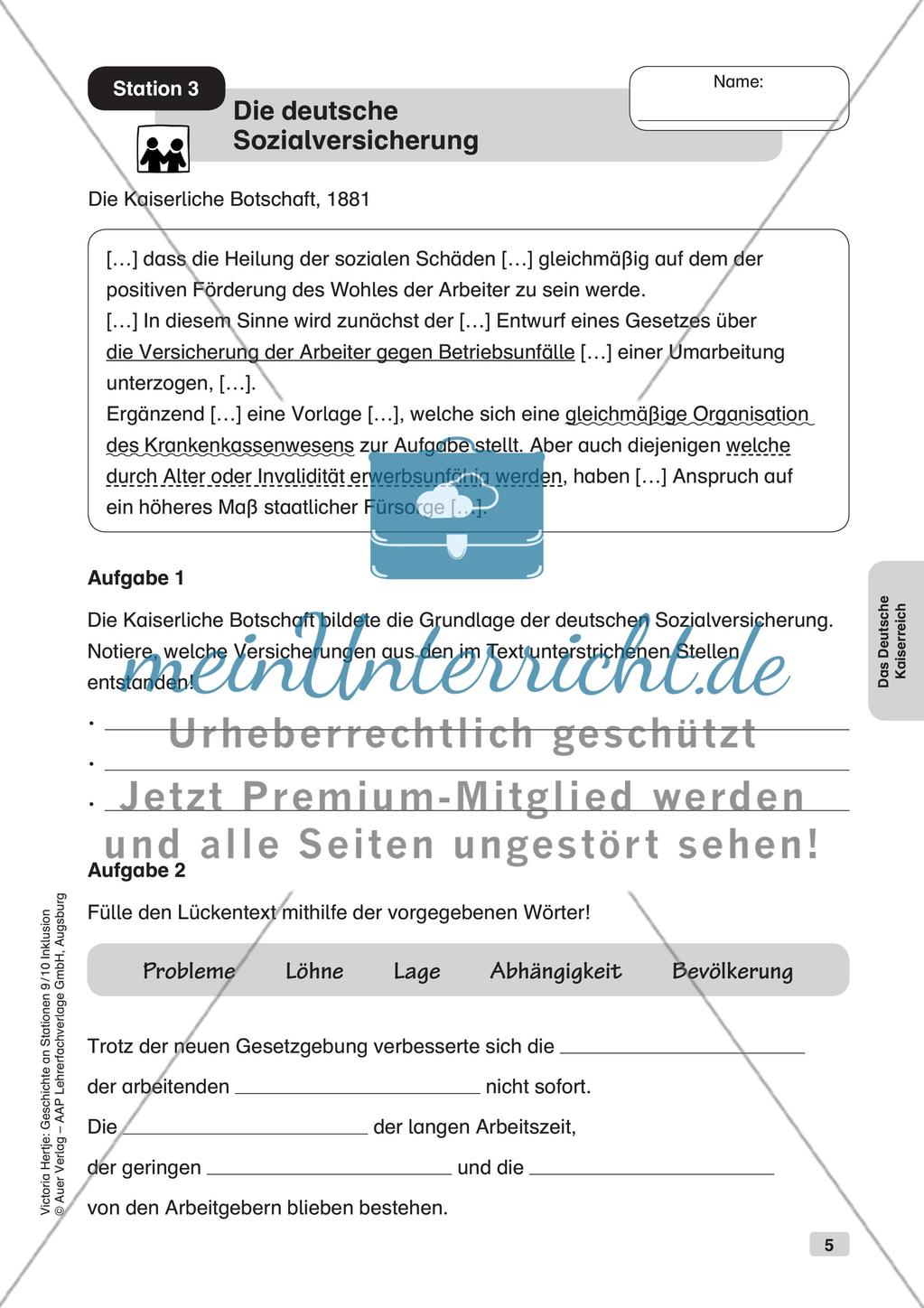 Geschichte an Stationen - Inklusion: Das Deutsche Kaiserreich Preview 7