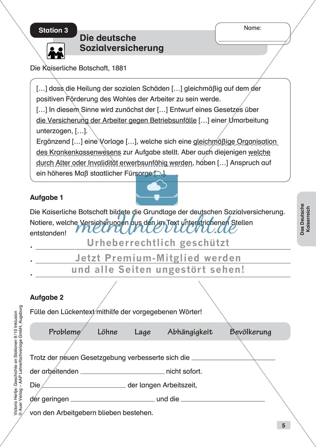 Geschichte an Stationen - Inklusion: Das Deutsche Kaiserreich Preview 7