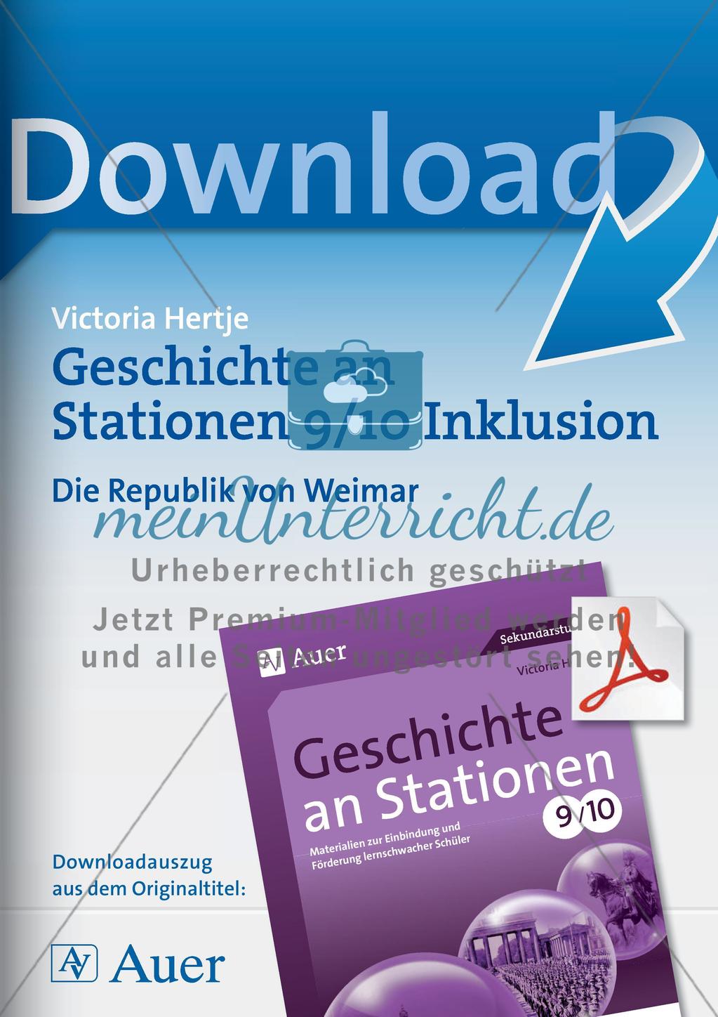 Geschichte an Stationen - Inklusion: Die Republik von Weimar Preview 1