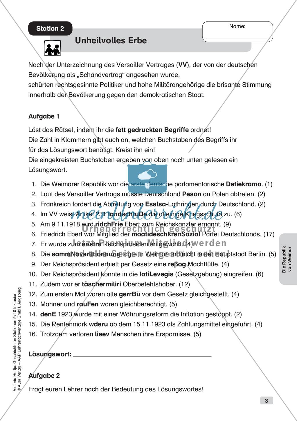 Geschichte an Stationen - Inklusion: Die Republik von Weimar Preview 5