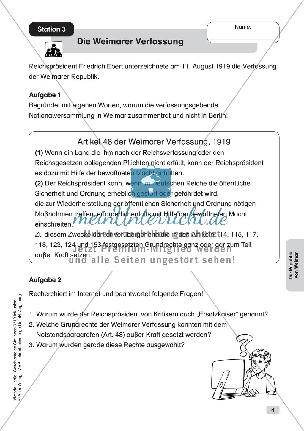 Geschichte an Stationen - Inklusion: Die Republik von Weimar Preview 6