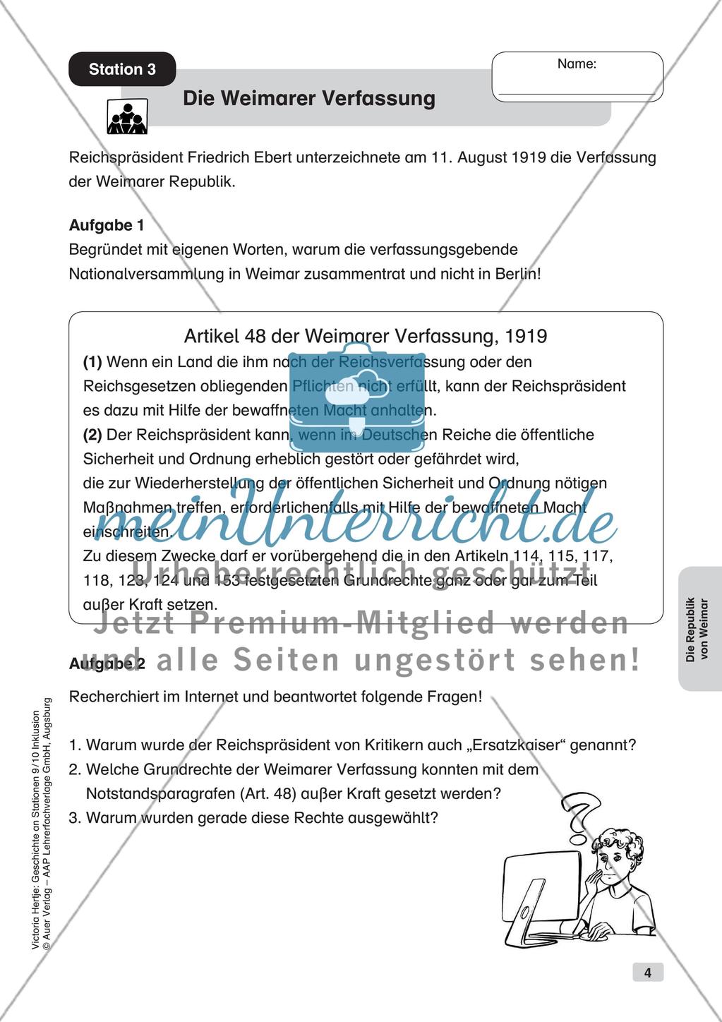 Geschichte an Stationen - Inklusion: Die Republik von Weimar Preview 6