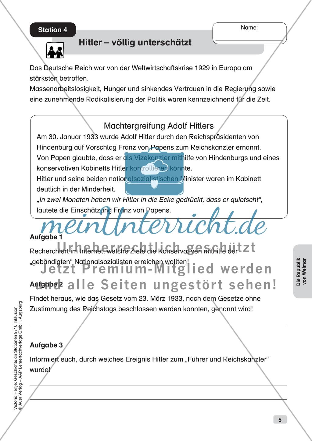 Geschichte an Stationen - Inklusion: Die Republik von Weimar Preview 7