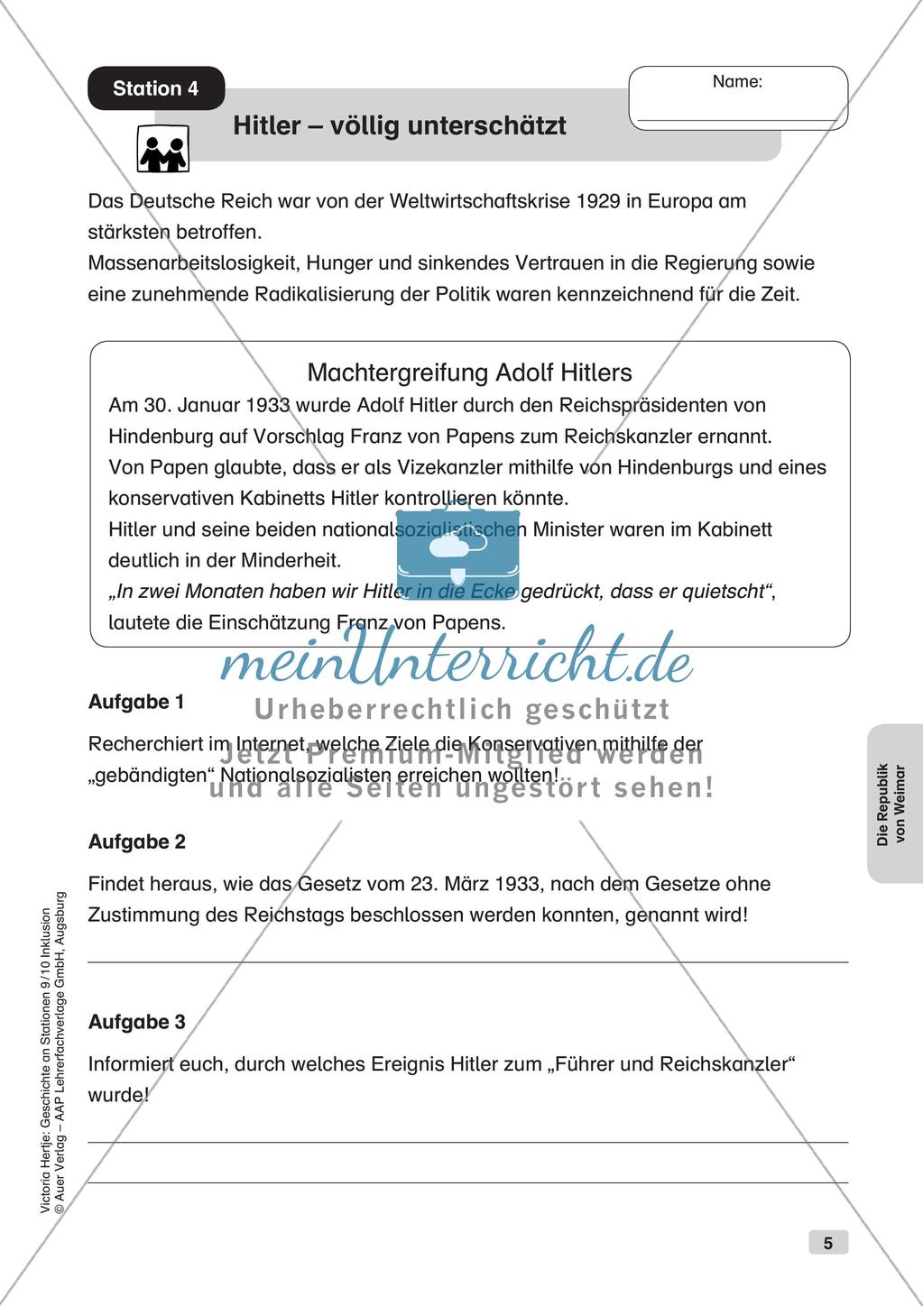 Geschichte an Stationen - Inklusion: Die Republik von Weimar Preview 7