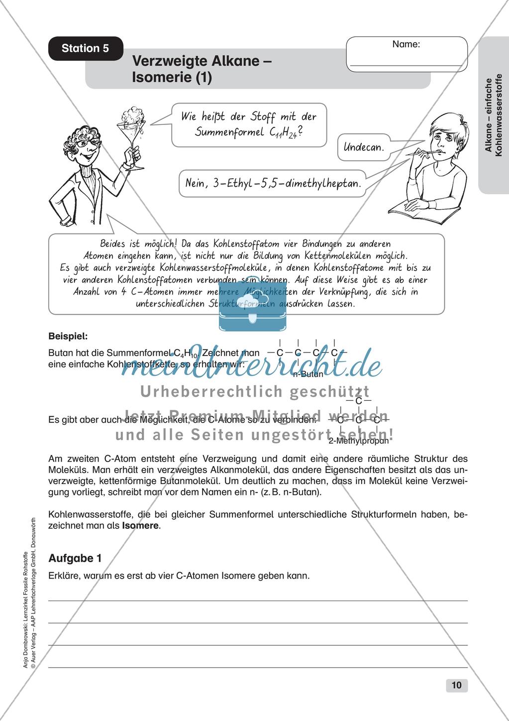 Chemie an Stationen: Alkane - einfache Kohlenwasserstoffe Preview 12