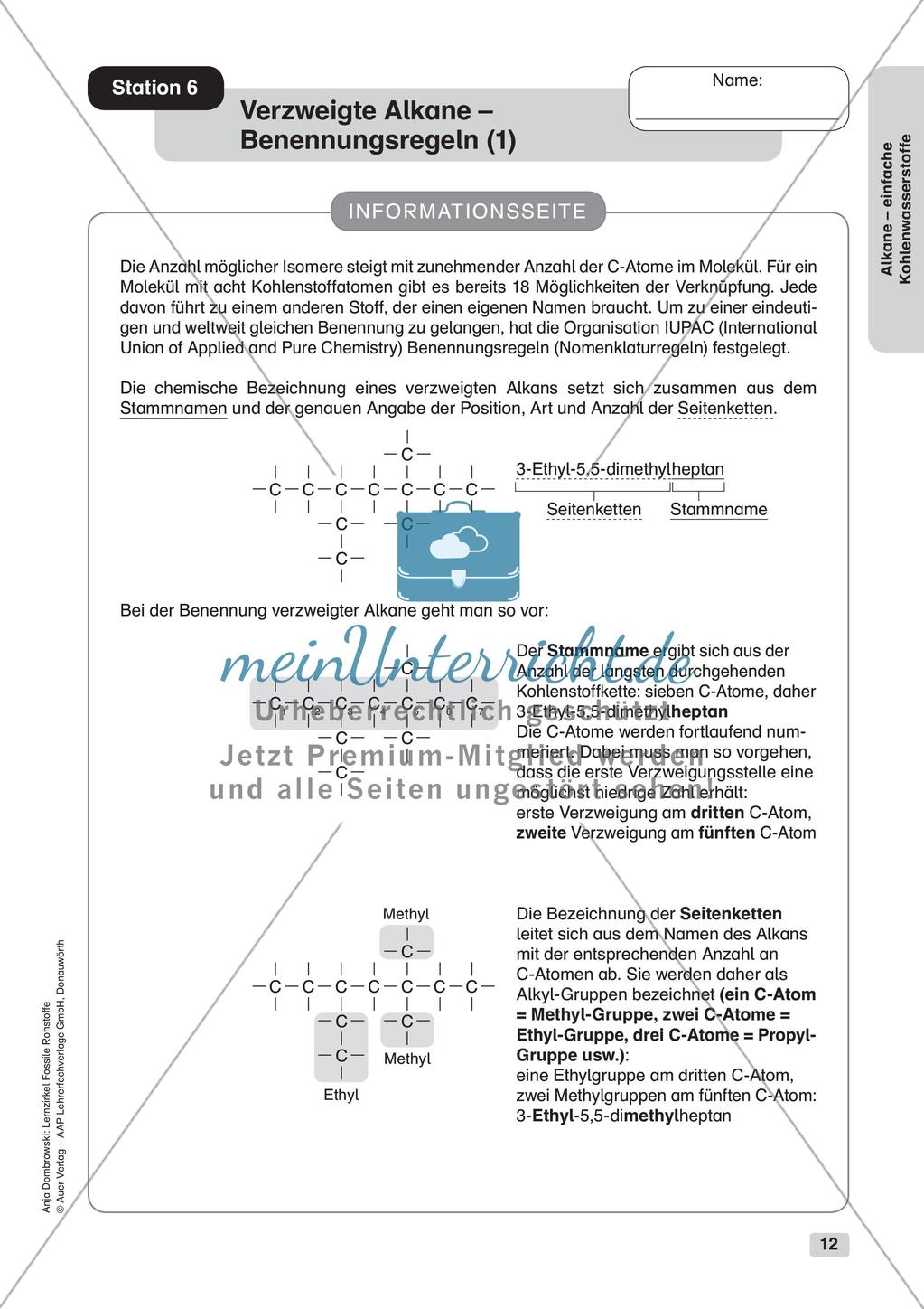 Chemie an Stationen: Alkane - einfache Kohlenwasserstoffe Preview 14