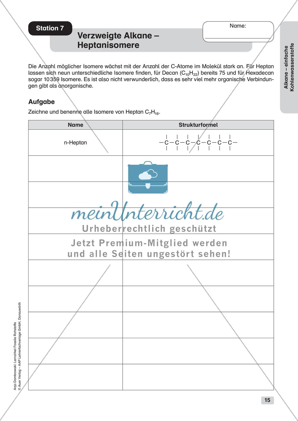 Chemie an Stationen: Alkane - einfache Kohlenwasserstoffe Preview 17