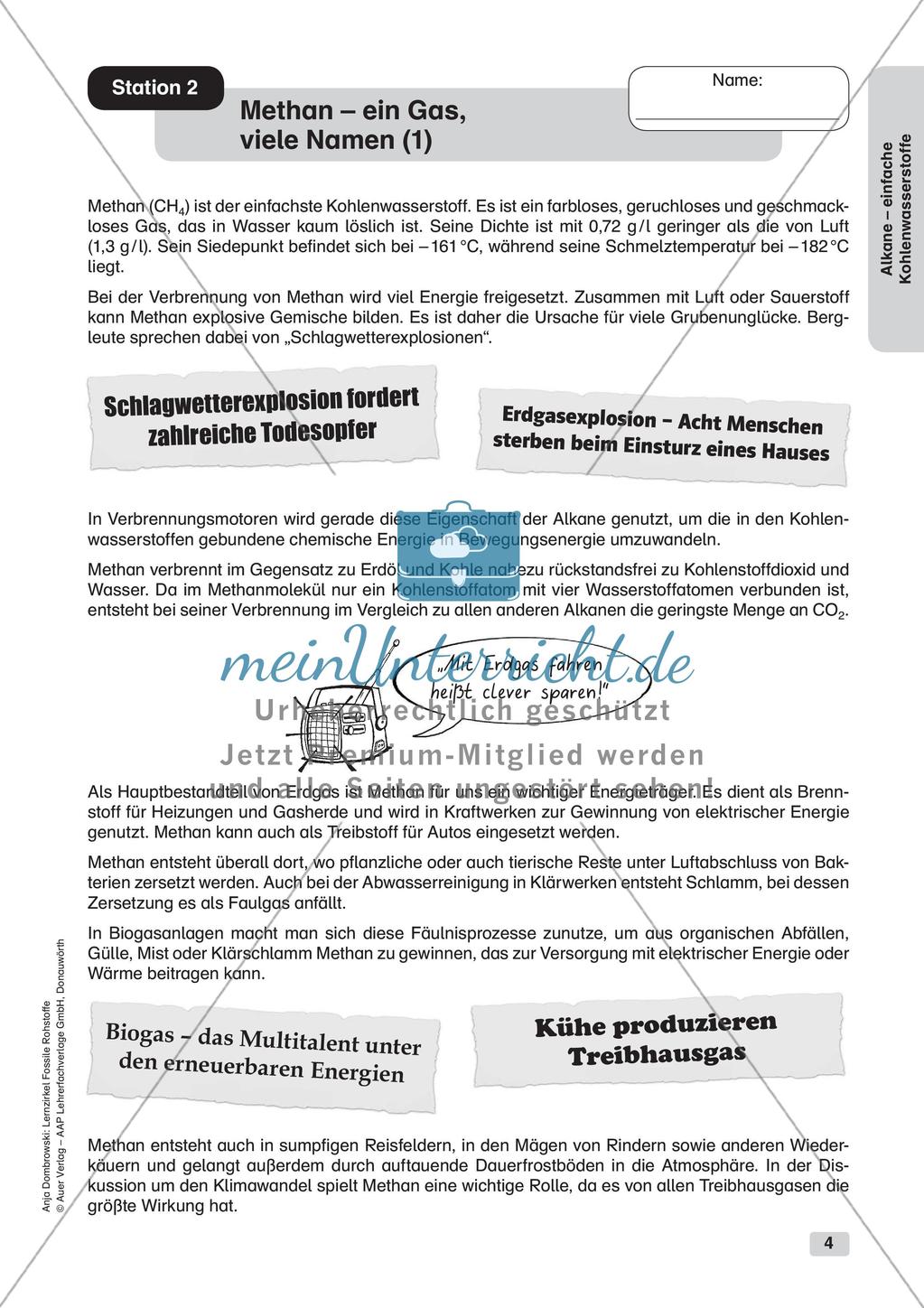 Chemie an Stationen: Alkane - einfache Kohlenwasserstoffe Preview 6