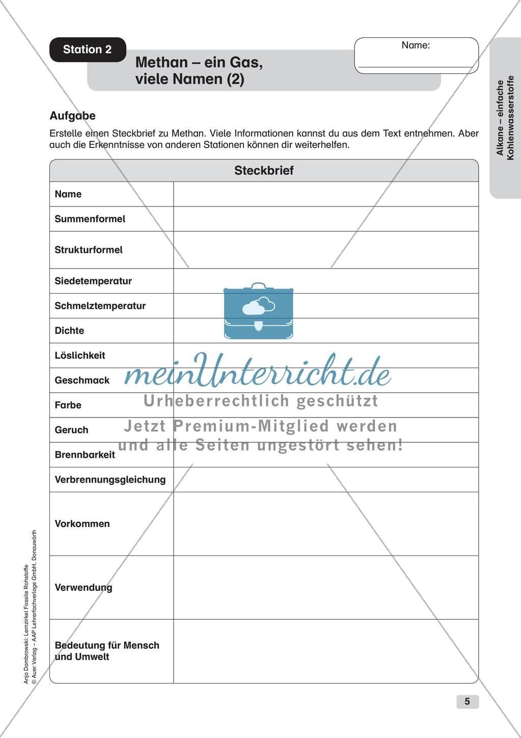 Chemie an Stationen: Alkane - einfache Kohlenwasserstoffe Preview 7