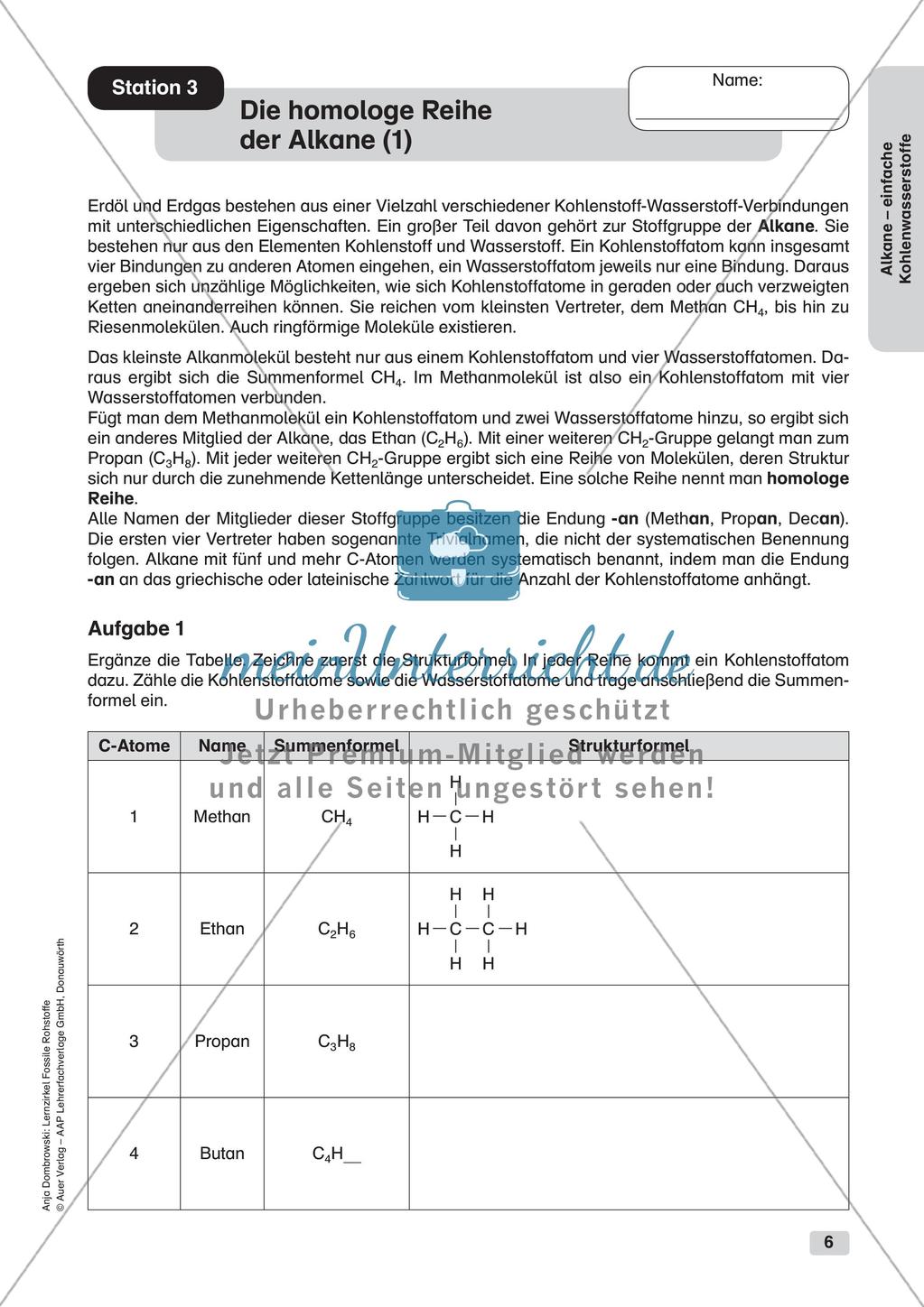 Chemie an Stationen: Alkane - einfache Kohlenwasserstoffe Preview 8
