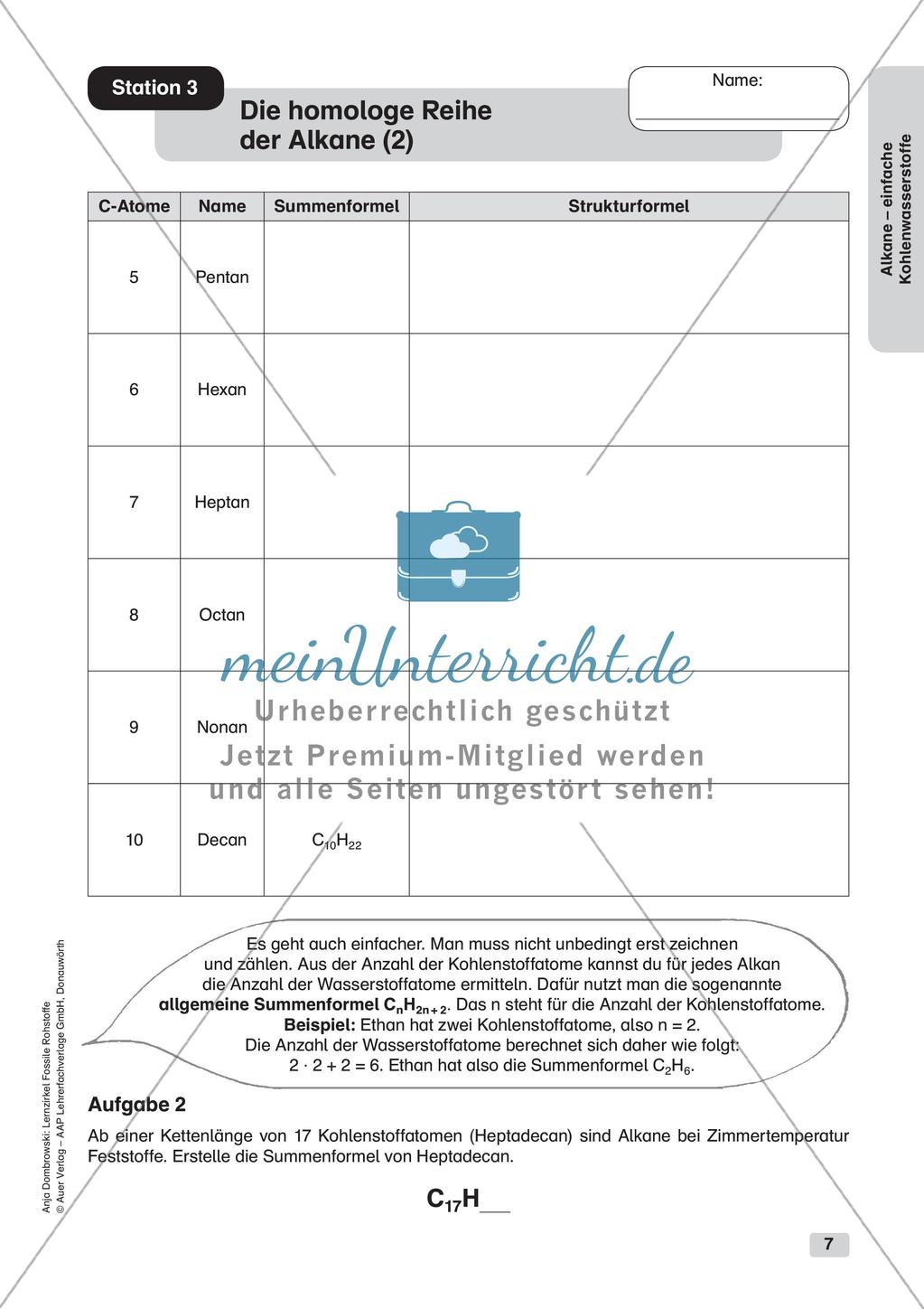 Chemie an Stationen: Alkane - einfache Kohlenwasserstoffe Preview 9
