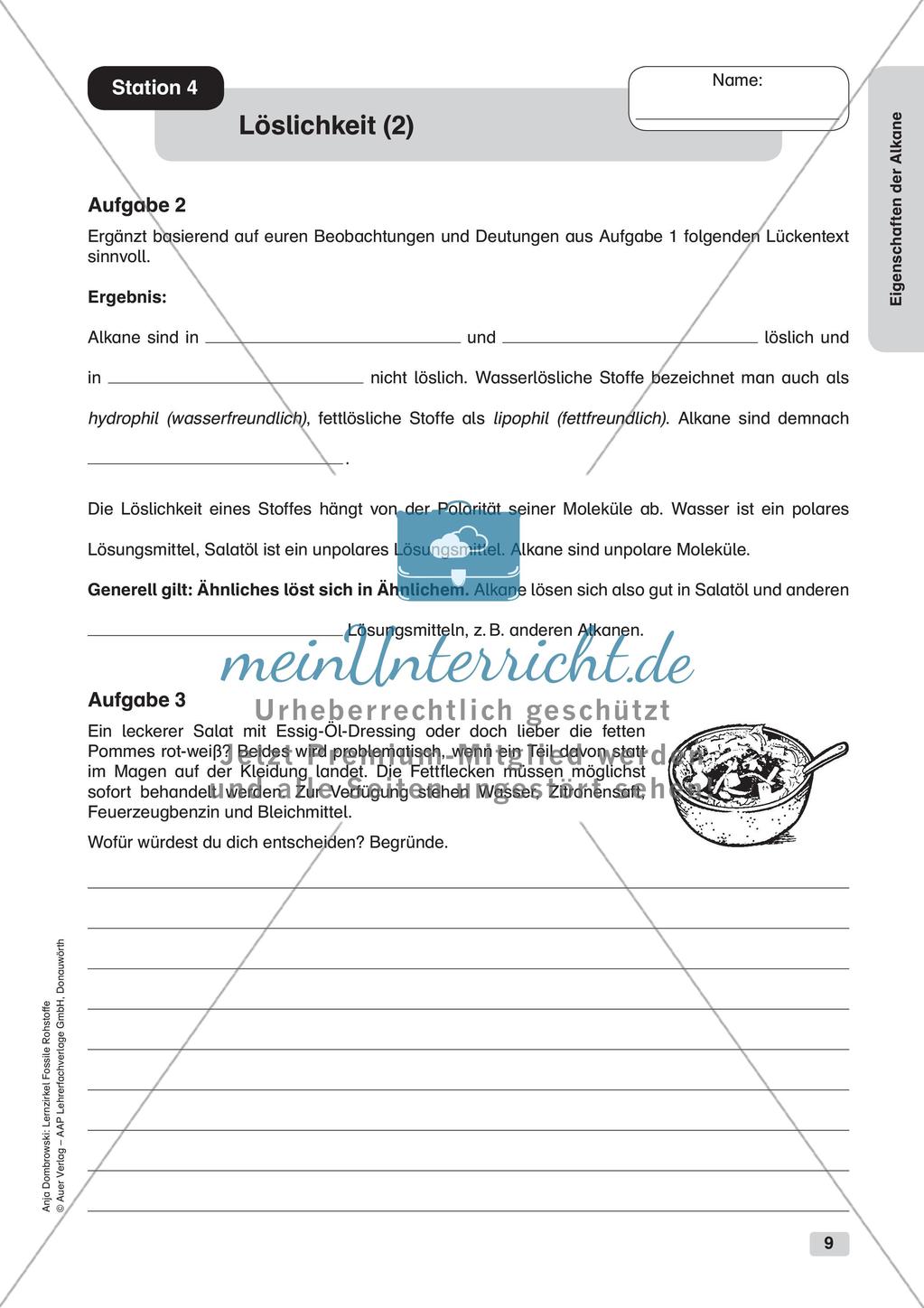 Chemie an Stationen: Eigenschaften der Alkane Preview 11