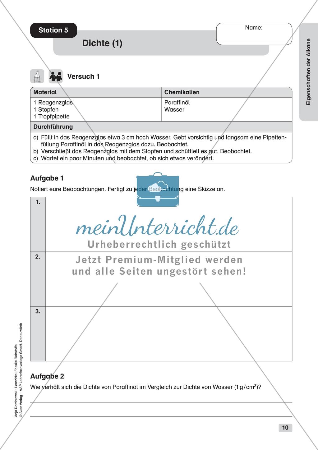 Chemie an Stationen: Eigenschaften der Alkane Preview 12