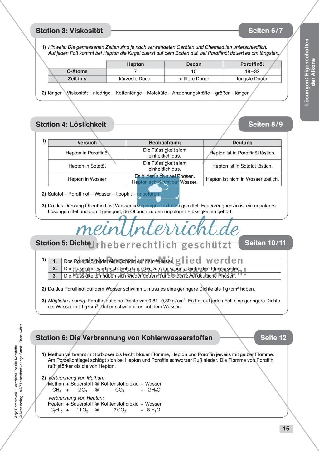 Chemie an Stationen: Eigenschaften der Alkane Preview 17