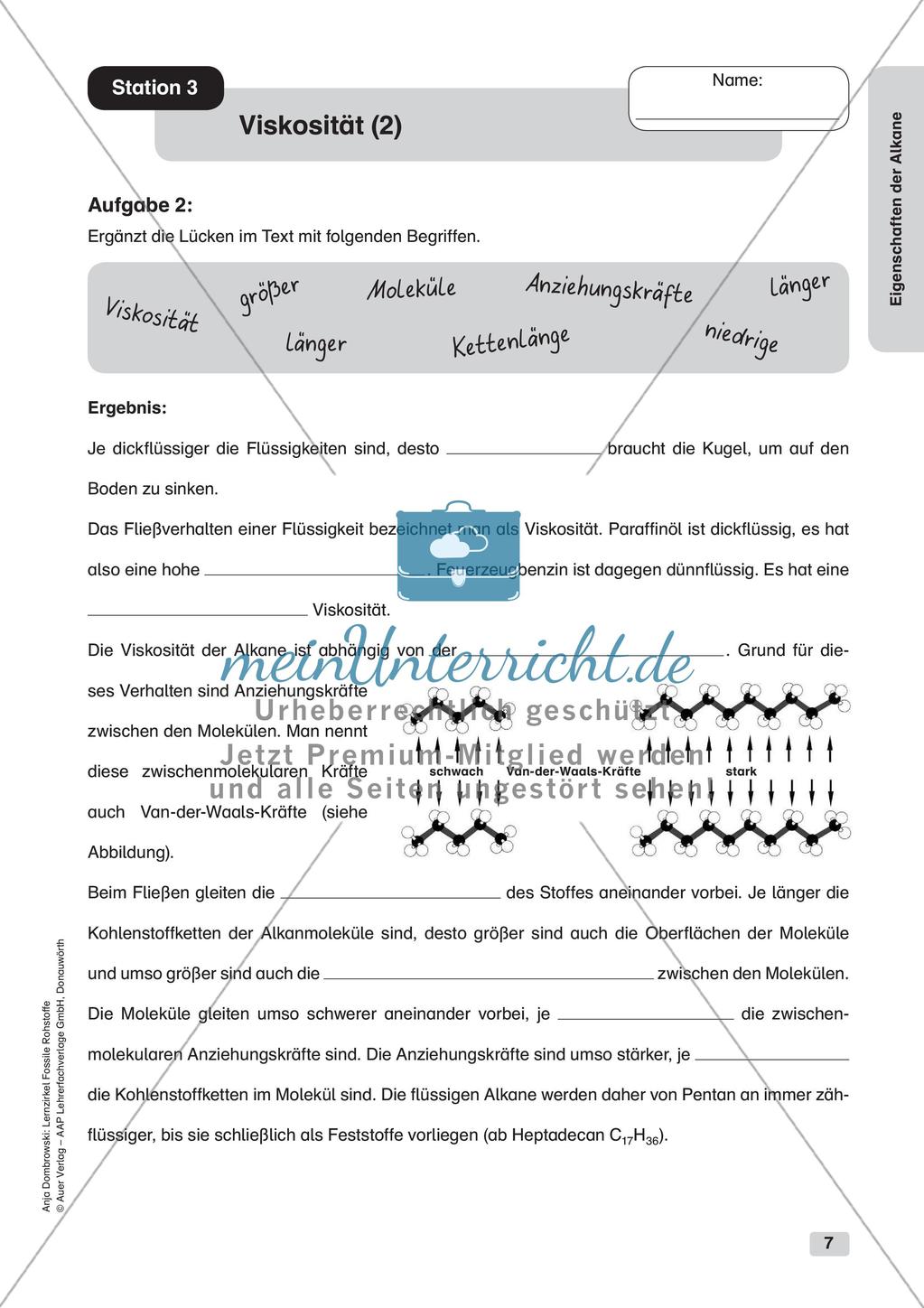 Chemie an Stationen: Eigenschaften der Alkane Preview 9