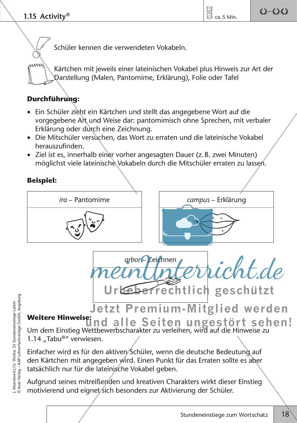 Stundeneinstiege zum Wortschatz Preview 20