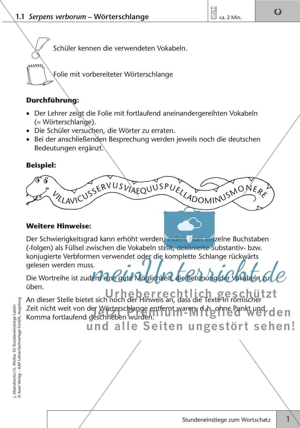 Stundeneinstiege zum Wortschatz Preview 3