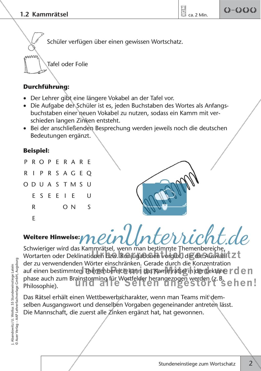Stundeneinstiege zum Wortschatz Preview 4