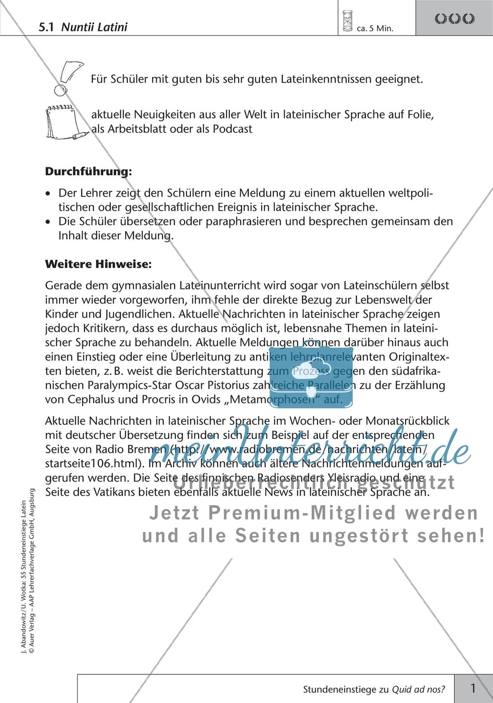 Stundeneinstiege zu Quid ad nos? Preview 3