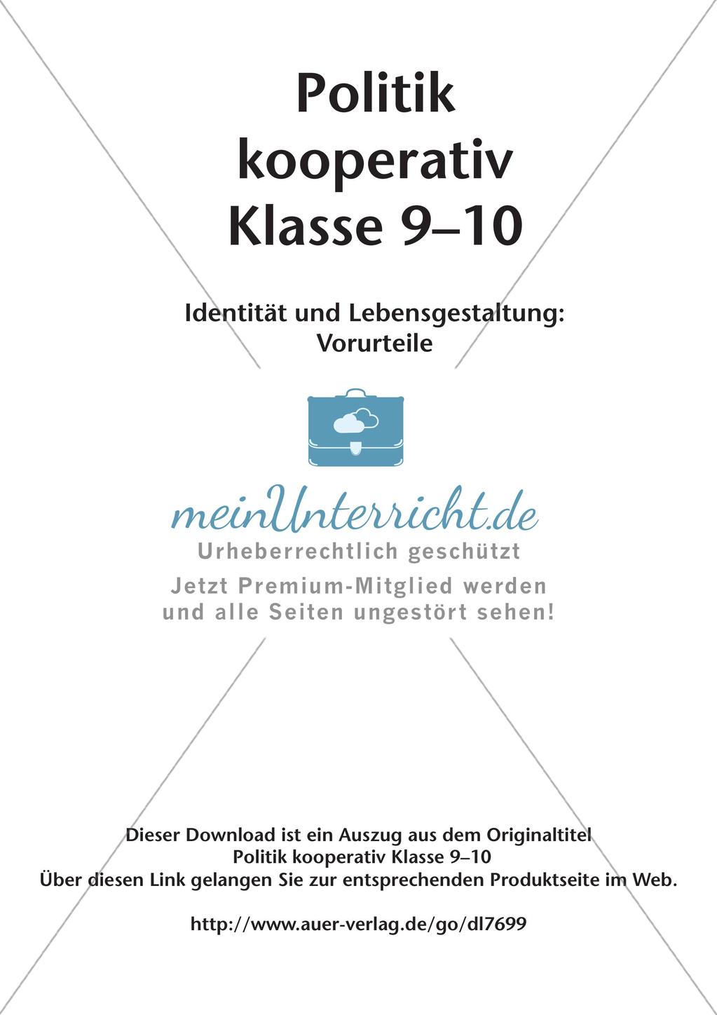 Politik kooperativ - Identität und Lebensgestaltung: Vorurteile Preview 2