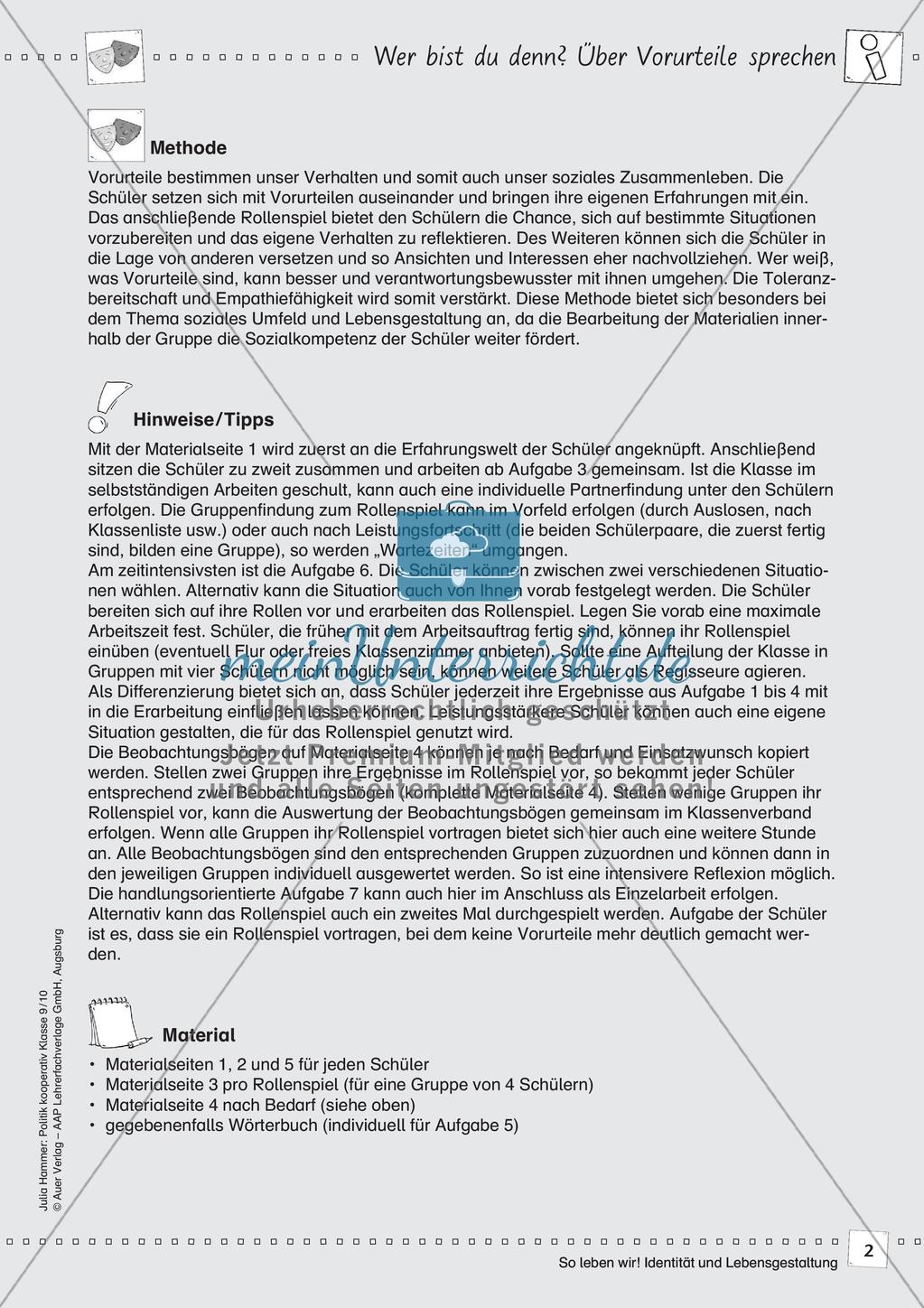 Politik kooperativ - Identität und Lebensgestaltung: Vorurteile Preview 4