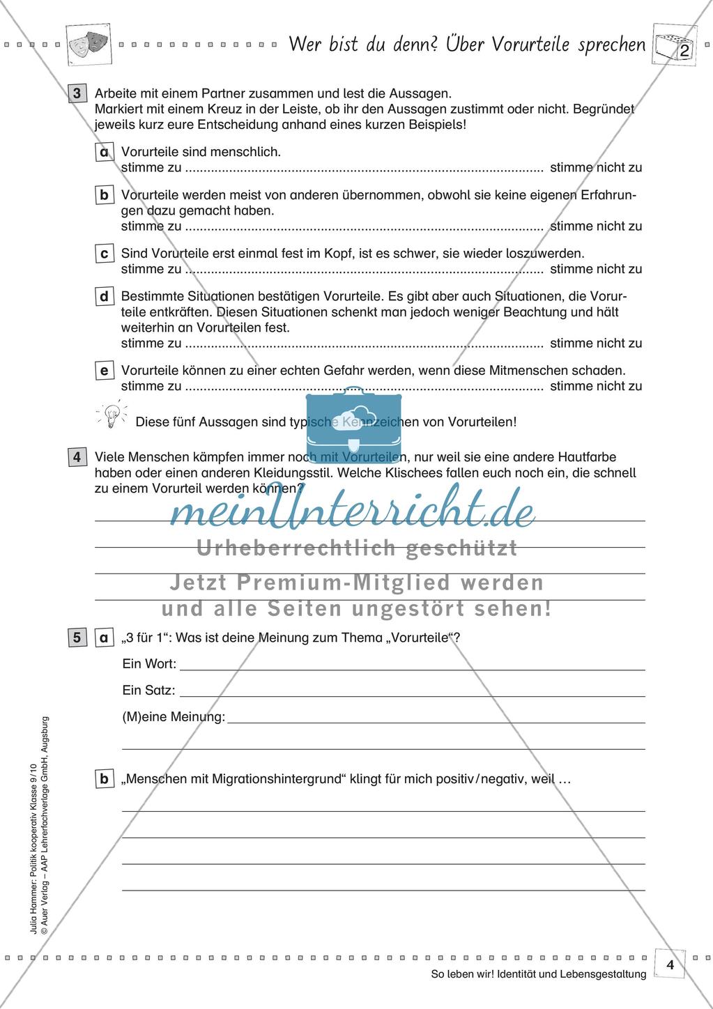 Politik kooperativ - Identität und Lebensgestaltung: Vorurteile Preview 6