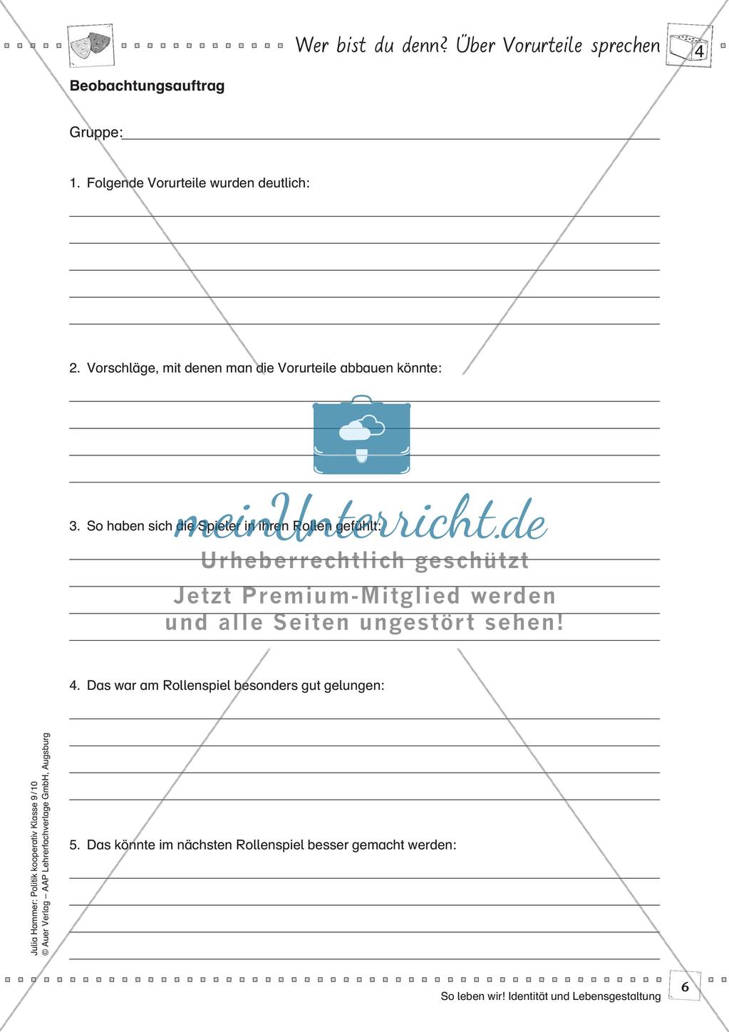 Politik kooperativ - Identität und Lebensgestaltung: Vorurteile Preview 8