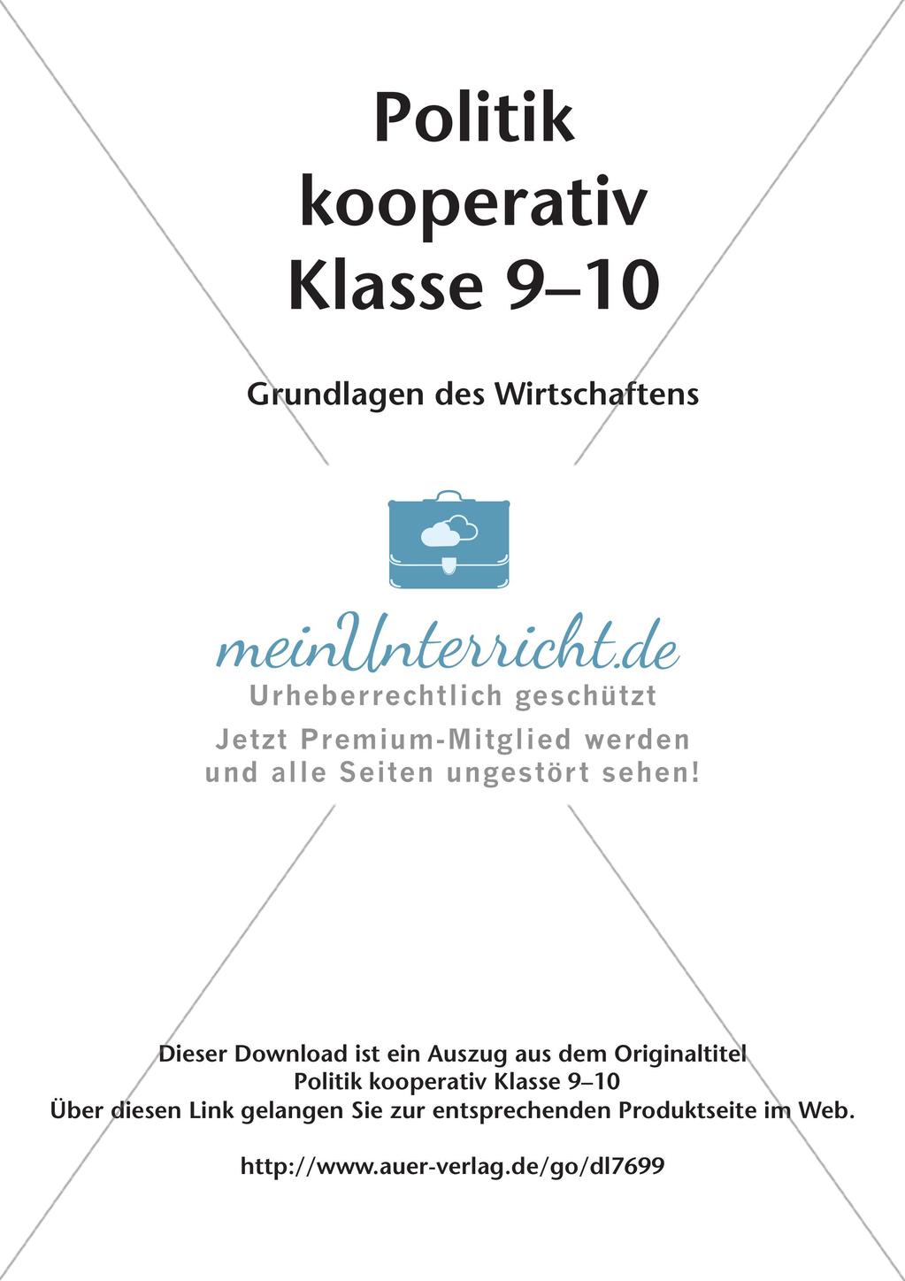 Politik kooperativ: Grundlagen des Wirtschaftens Preview 2