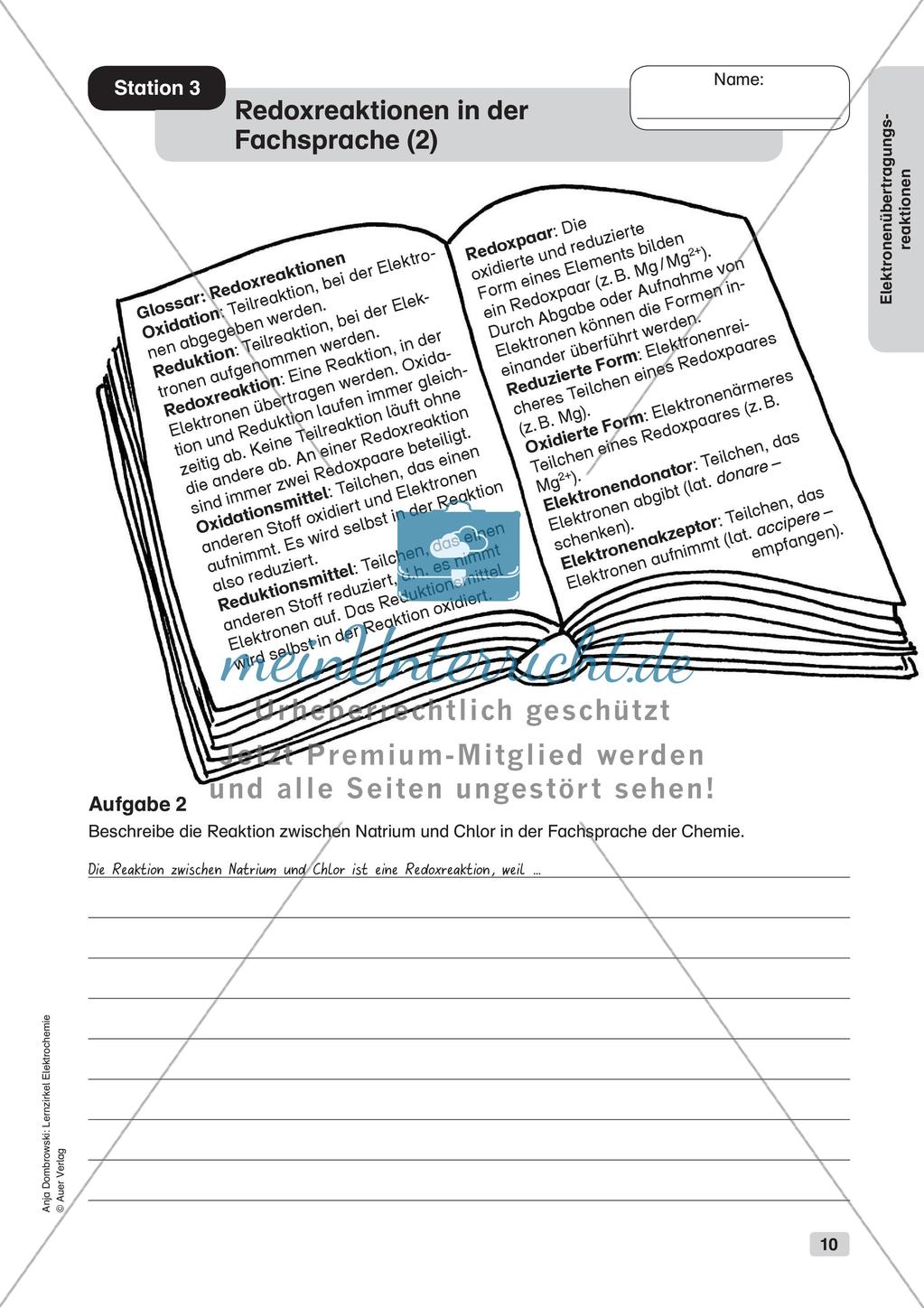 Lernzirkel Elektrochemie: Elektronenübertragungsreaktionen Preview 12