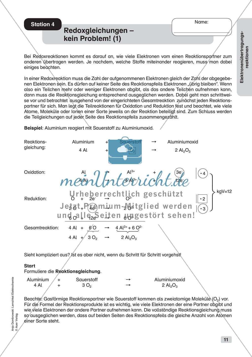 Lernzirkel Elektrochemie: Elektronenübertragungsreaktionen Preview 13