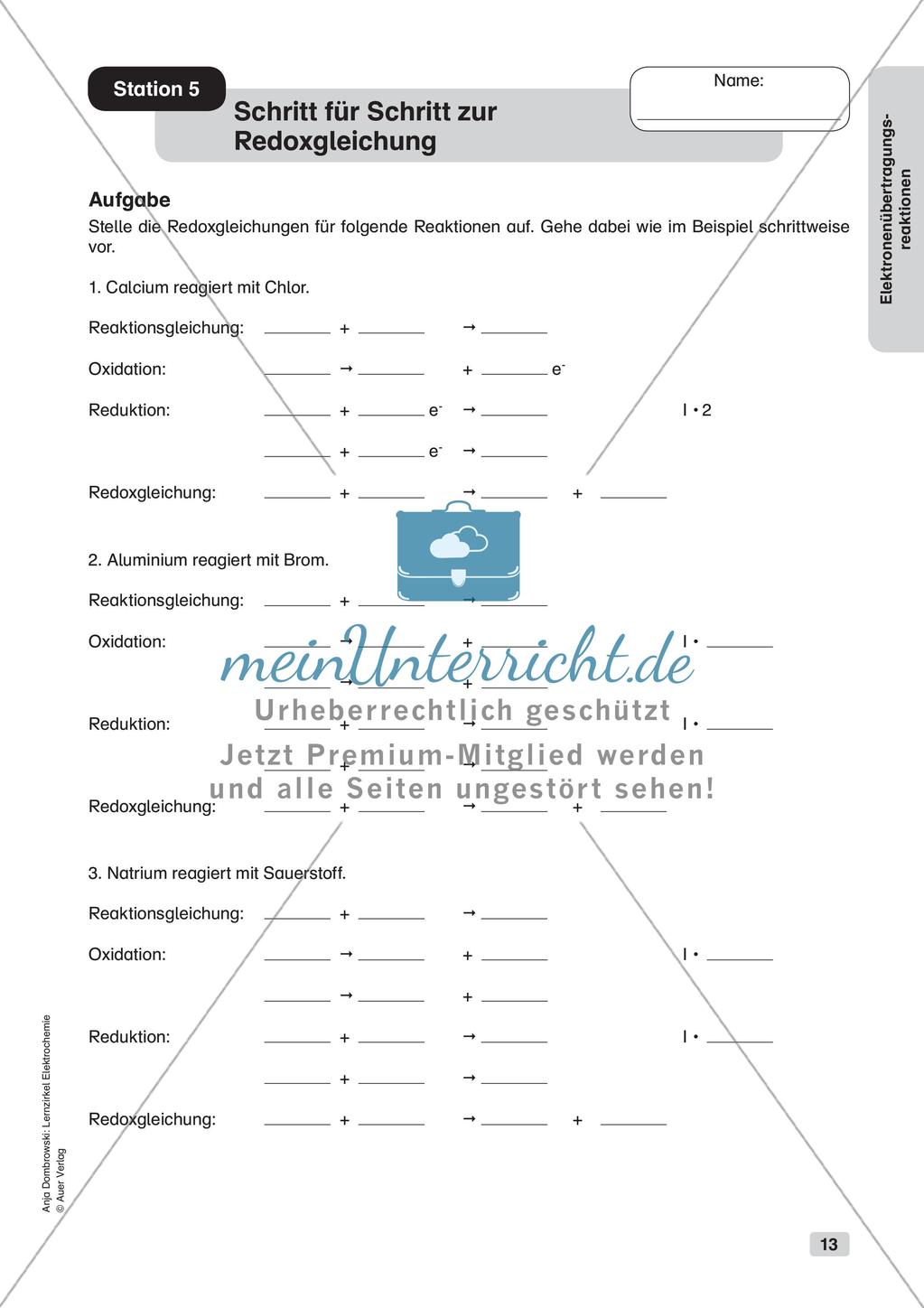 Lernzirkel Elektrochemie: Elektronenübertragungsreaktionen Preview 15