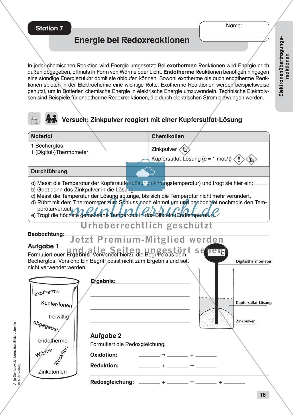 Lernzirkel Elektrochemie: Elektronenübertragungsreaktionen Preview 18
